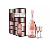 Canti - Prosecco D.O.C. Millesimato, Rose Sparkling Extra Dry, Wine Gift Pack with 2 Glasses, Italian Glera and Pinot Noir Grape Varieties from Veneto, Fresh and Sweet Taste, 1x750 ml