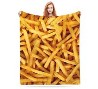 Cantidelli 3D Funny Realistic Food French Fries Flannel Fleece Throw Blankets 50"X40" Soft Cozy Fluffy Winter Fall Blanket Cozy Soft Fuzzy Plush Home Decor for Couch Bed Sofa Living Room Bedroom