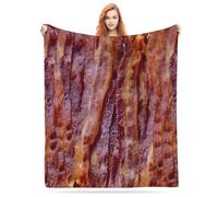 Cantidelli 3D Funny Realistic Food Fried Bacon Flannel Fleece Throw Blankets 50"X40" Soft Cozy Fluffy Winter Fall Blanket Cozy Soft Fuzzy Plush Home Decor for Couch Bed Sofa Living Room Bedroom