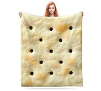 Cantidelli 3D Funny Realistic Food Saltine Cracker Flannel Fleece Throw Blankets 50"X40" Soft Cozy Fluffy Winter Fall Blanket Cozy Soft Fuzzy Plush Home Decor for Couch Bed Sofa Living Room Bedroom