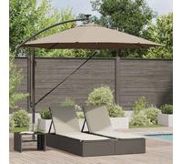 Cantilever Banana Parasol Taupe 294x294cm Polyester Aluminium Solar LED Tiltable