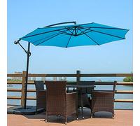 Cantilever Garden Banana Parasol Patio Sun Shade, w/Crank Cross Base Hanging Offset Umbrella Frame, 3 meters,Beige