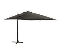 Cantilever Garden Parasol Green 250cm Fabric PA Coating Aluminium 24LED Tilt 360