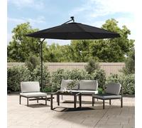 vidaXL Cantilever Garden Parasol with LED Lights and Steel Pole Umbrella Black