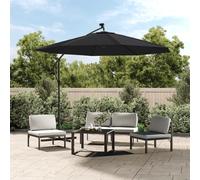 vidaXL Cantilever Garden Parasol with LED Lights and Steel Pole Umbrella Black