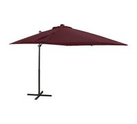Cantilever Parasol Bordeaux Red 250cm Aluminium PA-Coated Fabric 24 LEDs Lights