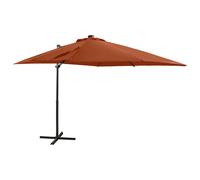 Cantilever Parasol Green 250cm Polyester PA Coated Aluminium Pole LED Solar tilt