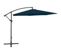 Cantilever Parasol Navy Blue 3m Fabric & Metal Pole, Crank Umbrella w/ Tilt 6Rib