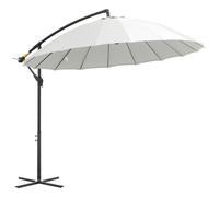 Cantilever Parasol Off-White 3m Polyester Canopy Metal Frame Fibreglass Ribs 3.0