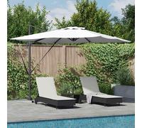 Cantilever Parasol Rectangular Sand 286x284x270cm Aluminium Polyester Solar LED