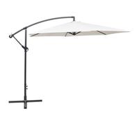 Cantilever Parasol White 3m Fabric & Metal Pole UV Protective Tilt Crank 6Ribs.