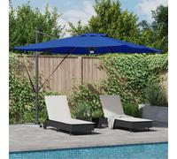 Cantilever Roma Parasol with LEDs Azure Blue 286x285x270 cm Aluminium Berkfield Home Blue One Size