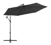Cantilever Umbrella 300cm Black Fabric Canopy with Metal Pole Patio Tilt