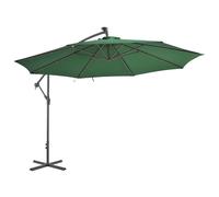 Cantilever Umbrella 350cm Green Fabric with Metal Pole & Solar LED Lights Crank