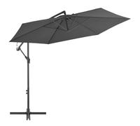 Cantilever Umbrella Anthracite 300cm Fabric Canopy Metal Pole Tilt Vent Crank 6R