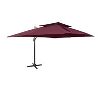 Cantilever Umbrella Bordeaux Red 400x300 cm PA-Coated Fabric, Powdered Aluminium