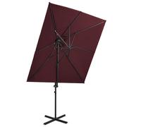 vidaXL Cantilever Umbrella with Double Top Bordeaux Red 250x250 cm Sunshade