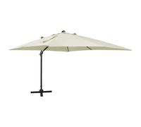 vidaXL Cantilever Garden Parasol with Pole and LED Lights Shade Umbrella Sand