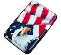 CANTINEY Credit Card Holder RFID Blocking Wallet for Women Men Small Mini Metal Slim Hard Aluminum Business Card Case, Bald Eagle American Flag, S, Classic, Minimalist, American, Vintage