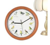 Canting Birds Wall Clock - Novelty Quiming Wall Clocks - Bird Clock | ABS Animal Bird Song Retro Clock | 25cm Bird Calling Pictures Names Songs for Decoration