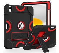 Cantis Case for iPad 10th Generation 10.9 inch 2022, iPad Cover with Pencil Holder & Kickstand, Heavy Duty Shockproof Rugged Protective Tablet Case, Black+Red+Black