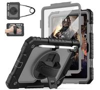 Cantis Case for iPad 11-inch (A16) 2025/ iPad 10th Generation 2022 (10.9 inch) with Screen Protector, iPad 11th Case with 360 Degree Rotating Stand/Shoulder Strap/Pencil Holder, Black+Grey