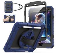 Cantis Case for iPad 9th/8th/7th Generation with Screen Protector, iPad 10.2 Case 2021/2020/2019 with 360 Degree Rotating Stand/Shoulder Strap/Pencil Holder, Navy Blue+Black+Navy Blue