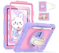 Cantis Case for iPad (A16) 11th Generation 11 inch 2025, iPad 10th Generation 10.9 inch 2022 with Screen Protector/ 360 Degree Rotating Stand/Shoulder Strap/Pencil Holder, Light Purple+Pink