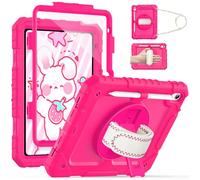 Cantis Case for iPad (A16) 11th Generation 11 inch 2025, iPad 10th Generation 10.9 inch 2022 with Screen Protector/ 360 Degree Rotating Stand/Shoulder Strap/Pencil Holder, Hot Pink