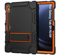 Cantis Case for Samsung Galaxy Tab S10 FE/ S9 FE 5G 10.9 Inch/Galaxy Tab S9 11 Inch 2023, Heavy Duty Shockproof Tablet Case Support S Pen, Black+Orange+Black