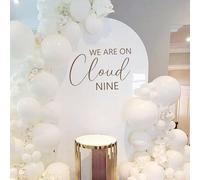 CANTLY We are On Cloud Nine Wall Decal - Baby Shower Decor, Bride to Be Party Supplies, Bachelorette Party Decorations, Bridal Shower, Engagement Photobooth Backdrop (On Cloud 9 Sticker)