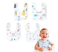 Cantoblanc - Newborn Baby Bibs 100% Organic Cotton, 4 units. Waterproof Baby Bibs with 10 Highly Absorbent Layers. Bandana Muslins for Breastfeeding and Feeding. Multicolored Unisex Gauze.