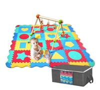 Cantoblanc - PUZZLE FOAM BABY PLAY MAT. Kids floor mat + Storage Bag. 36 Pieces with Geometric Figures and Edges. Large Size and Thickness (55x55x0.47 in). Children Jigsaw Playmat