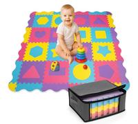 Cantoblanc® PUZZLE FOAM BABY PLAY MAT. Kids floor mat + Storage Bag. 36 Pieces with Geometric Figures and Edges. Large Size & Thickness 55x55x0.47 in (Royal Blue, Cerise, Apple Green, Intense Orange)