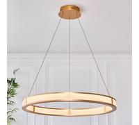canton led round metal pendant light in brushed gold plated