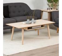canton wooden coffee table with undershelf in white oak