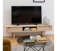 canton wooden tv stand with 2 sliding doors in white oak