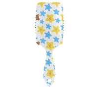 Cantoon Blue Yellow Stars Cute Bears anti static hair brush Designed massage brush for thinning hair with Ergonomic handle cepillo para cabello rizado