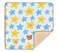 Cantoon Blue Yellow Stars Cute Bears Large Non-Slip Baby Gym & Activity Mat for Indoor Outdoor Lightweight Baby Play Tummy Time Mat for Baby Toddler Infant, 50'' x 50''
