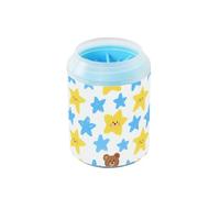 Cantoon Blue Yellow Stars Cute Bears Portable Dog Foot Cleaner Cup with Silicone Brush Soft Essential For All Pets Owners for Small Medium Large Breed Dogs/Cats