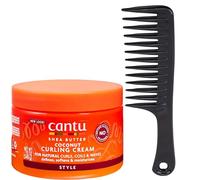 Cantu Cream & Mahn K Collection Wide-Tooth Comb - Best Defining Curl Cream for Wavy Hair, Moisturizing Afro Hair Product for Men & Women