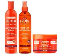 Cantu Shea Butter Comeback Curl Next Day Curl Revitalizer, Curl Activator Cream & Coconut Curling Cream Hair Styling Set (Set of 3)