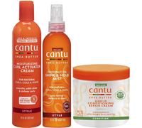 Cantu Shea Butter Curl Activator Cream, Coconut Oil Shine Mist, Leave-In Conditioning Cream (Set Of 3)