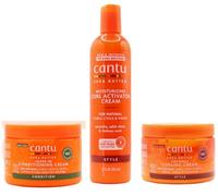 Cantu Shea Butter Moisturizing Curl Activator Cream, Leave-In Conditiioning Cream And Coconut Curling Cream Combo (Ste of 3)