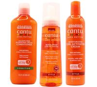 Cantu SHea Butter Moisturizing Curl Activator Cream, Wave Whip Curling Mousse & Hydrating Cream Conditioner Combo (Set of 3)