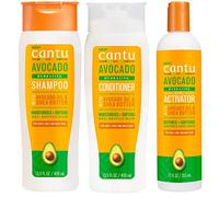 Cantu Sulfate-free Avocado Hydrating Shampoo, Conditioner, Curl Activator Cream for Curly, Coily or Wavy Hair Bundle