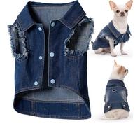 Cantuccistudio Fashion Denim Dog Onesie, Suitable for Small to Medium-Sized Dogs to wear All Year Round, Machine Washable (Medium)