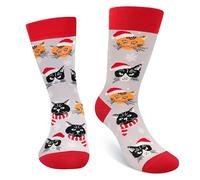 Cantustime Funny Christmas Socks for Men Women Teens Boys - Secret Santa Xmas Gifts Novelty Fun Cat Crew Funky Cute Crazy Stocking Fillers