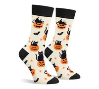 Cantustime Funny Halloween Socks for Women Ladies Teen Girls - Black Cat Bat Pumpkin Jack O Lanterns Fun Cute Novelty Crazy Funky Dress Crew Socks - Halloween Gifts Stockings Costumes