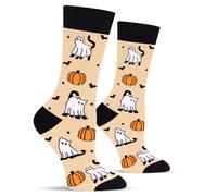 Cantustime Funny Halloween Socks for Women Ladies & Teen Girls - Black Cat Bat Pumpkin Jack O Lanterns Fun Cute Novelty Crazy Funky Dress Crew Socks - Halloween Gifts Stockings Costumes